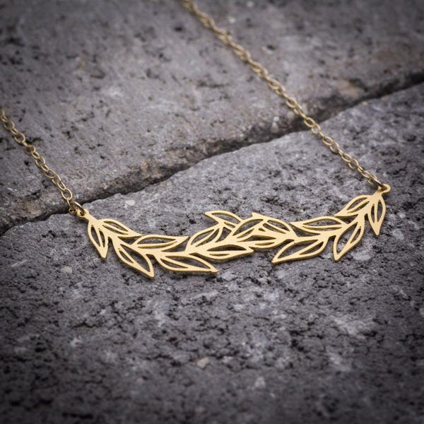Leaf necklace branch necklace gold leaves necklace