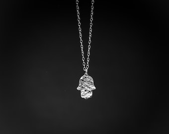 Collar de Hamsa de plata, joyería de Hamsa, collar de protección, amuleto de buena suerte
