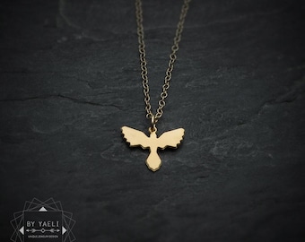 Phoenix necklace tiny phoenix pendant gold phoenix bird charm