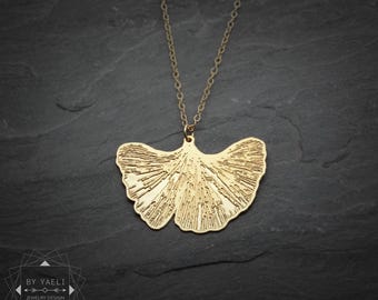 Ginkgo leaf necklace gold leaf pendant