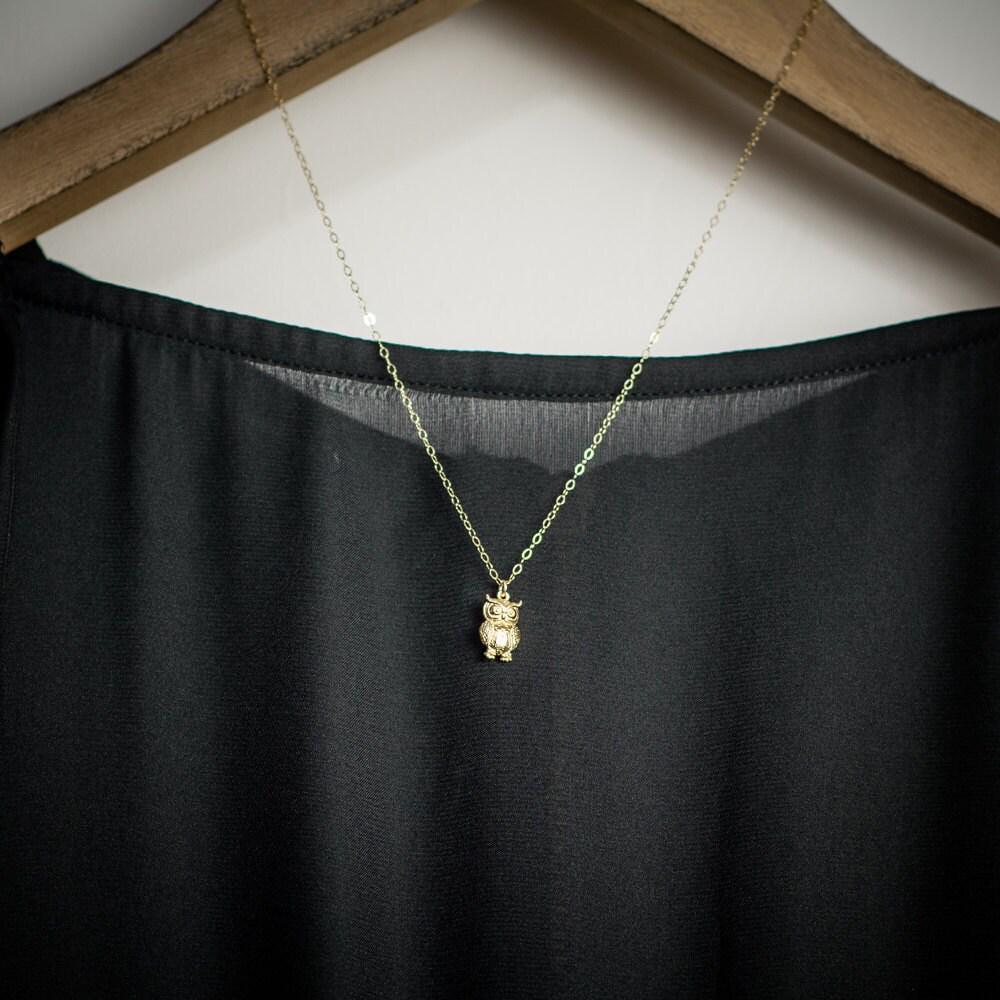 Pendentif Chouette Avec Montre Intégrée - Chaîne 56 Cm, Mouvement Analogique - Cuivre/Or - 11