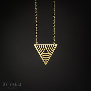 Triangular necklace geometric necklace gold triangular pendant Christmas gift for her