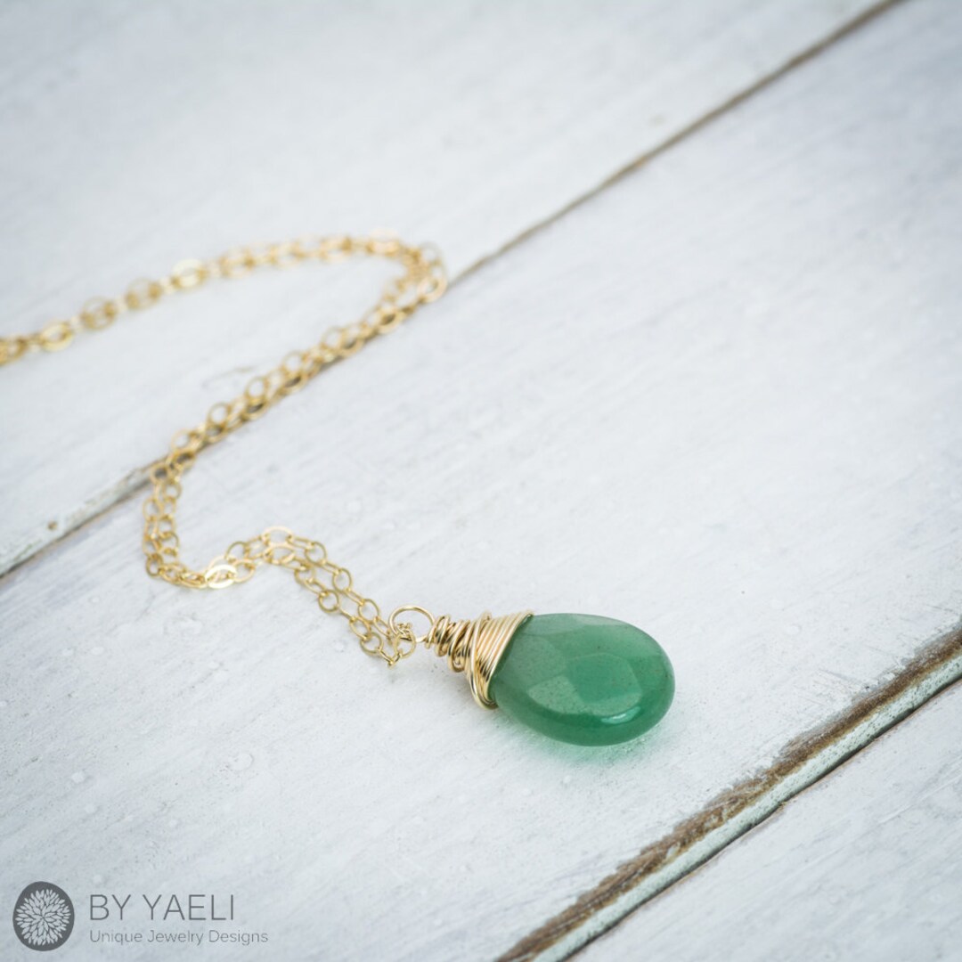 Aventurine Necklace Aventurine Gemstone Drop Necklace Aventurine