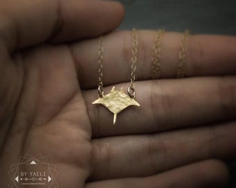 Manta necklace manta ray fish necklace gold manta ray ocean necklace manta ray charm