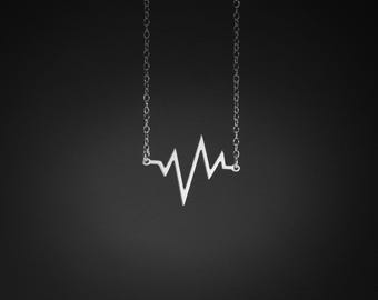 Heartbeat necklace silver heartbeat pendant ekg necklace