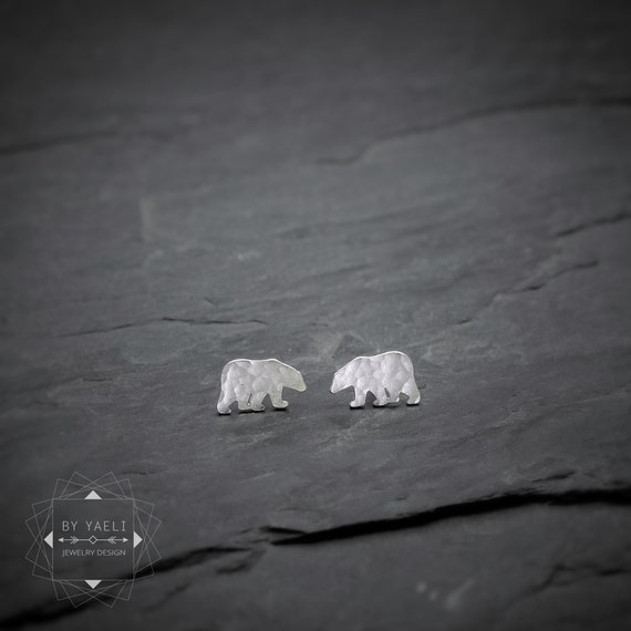 Bear Earrings Tiny Bear Stud Earring Silver Bear Post Earrings - Etsy