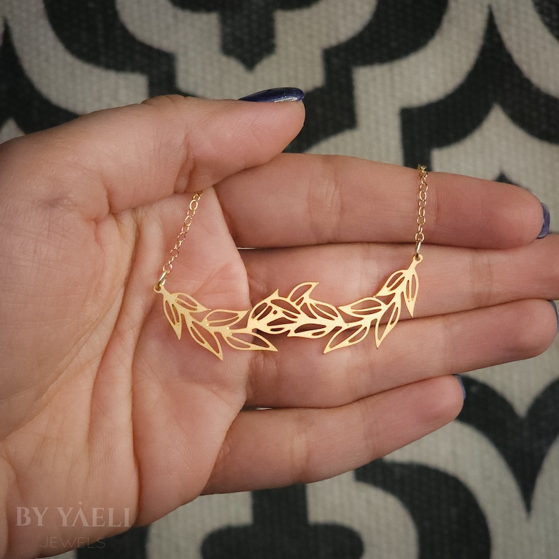 Leaf necklace branch necklace leaves necklace nature jewelry Christmas gift for mom image 3
