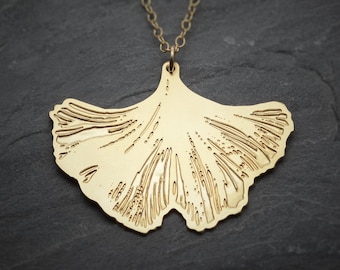 Ginkgo necklace Ginkgo leaf necklace gold leaf pendant Japanese jewelry Ginkgo pendant
