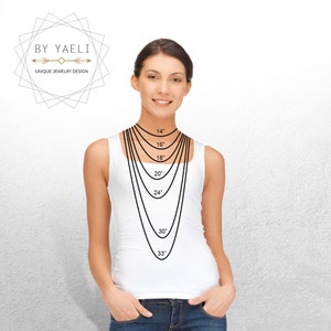 Necklaces size and length example – Long necklace, standard size, chocker, short chain