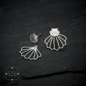 Seashell earrings  shell ear jacket earrings ocean earrings silver shell earrings