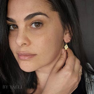 Hamsa earrings, gold Jewish good luck earrings, resin evil eye protection jewelry