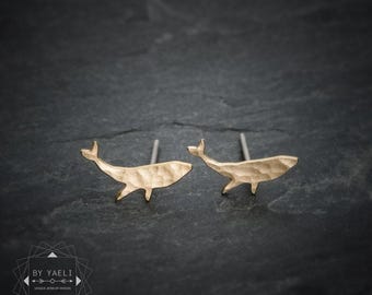 Pendientes de ballena, pendientes de ballena dorados, pendientes de ballena pequeños, pendientes de ballena pequeños