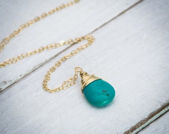 Turquoise necklace real turquoise gemstone necklace drop necklace