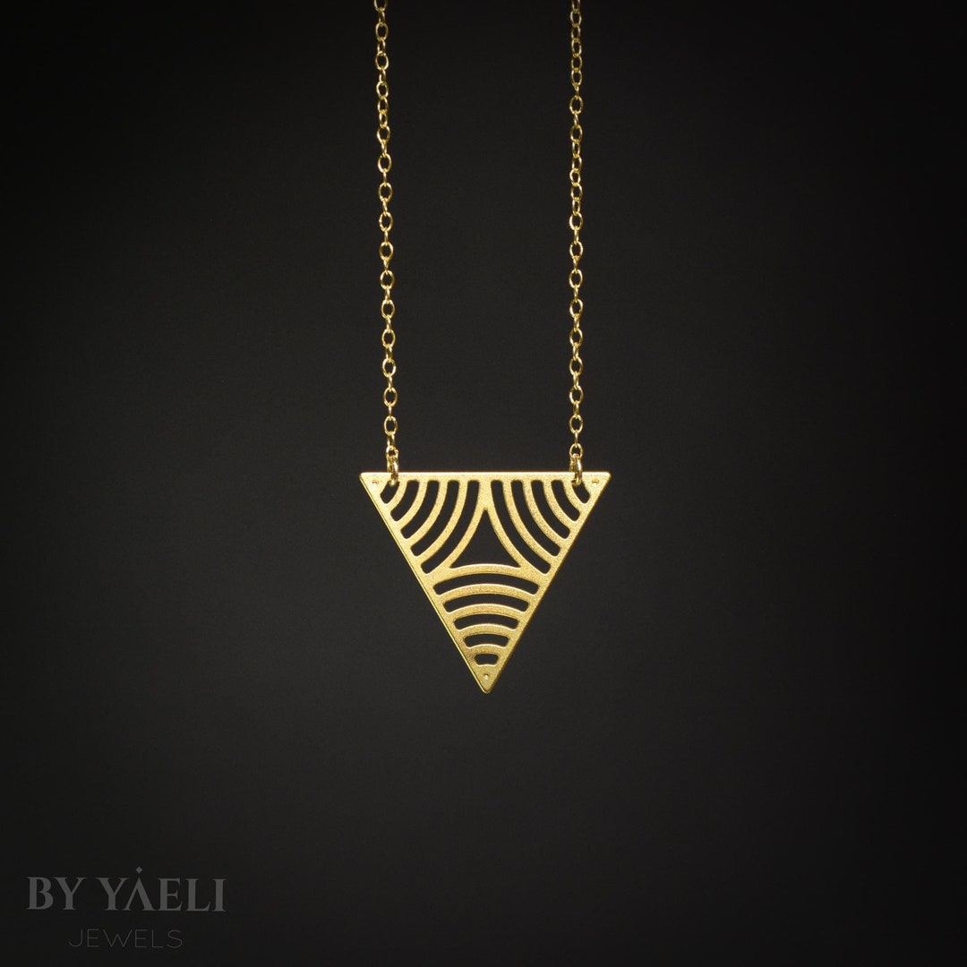 Triangular Necklace Geometric Necklace Gold Triangular