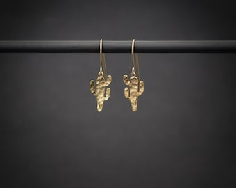 Kaktus Ohrringe, Gold Kakteen Sukkulenten baumeln Ohrringe
