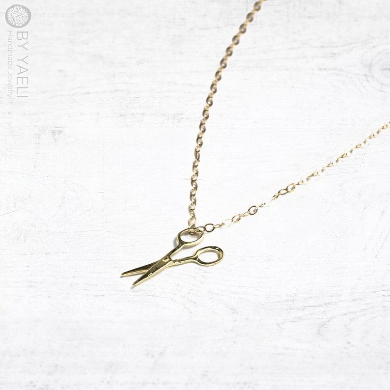 Scissor necklace gold hair stylist hair dresser gift image 1