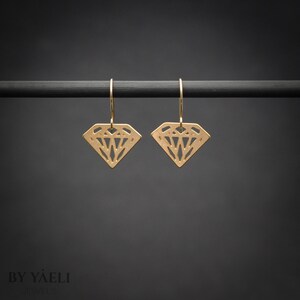 Pendientes colgantes con forma de diamante dorado, joyería de boda.