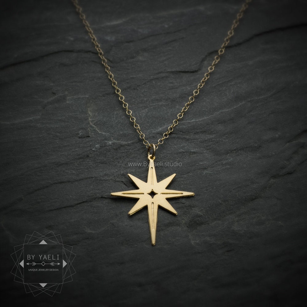 Star Necklace Celestial Jewelry, Gold North Star Necklace