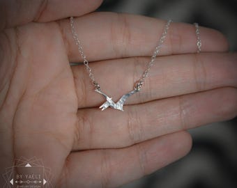 Pterodactyl necklace dinosaur necklace tiny silver Pterodactyl dinosaur charm