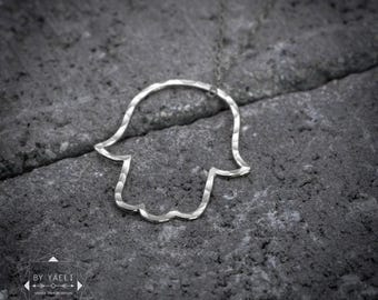Collar de hamsa, joyería de hamsa, collar de protección de plata, collar con dije de mano de hamsa, colgante de hamsa