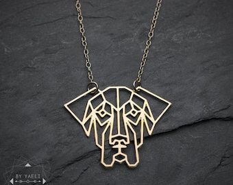 Great Dane necklace, gold geometric dog jewelry, gifts for pet lover.