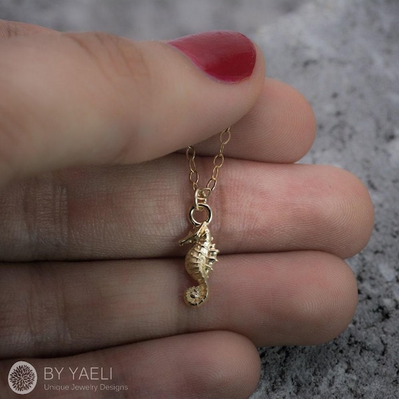 Seahorse Necklace Sea Horse Gold Ocean Jewelry Sea Necklace Beach