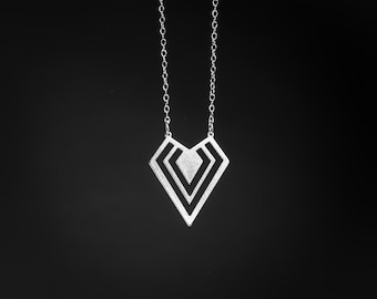 Collar geométrico, collar triangular de plata, collar con forma de diamante, colgante triangular
