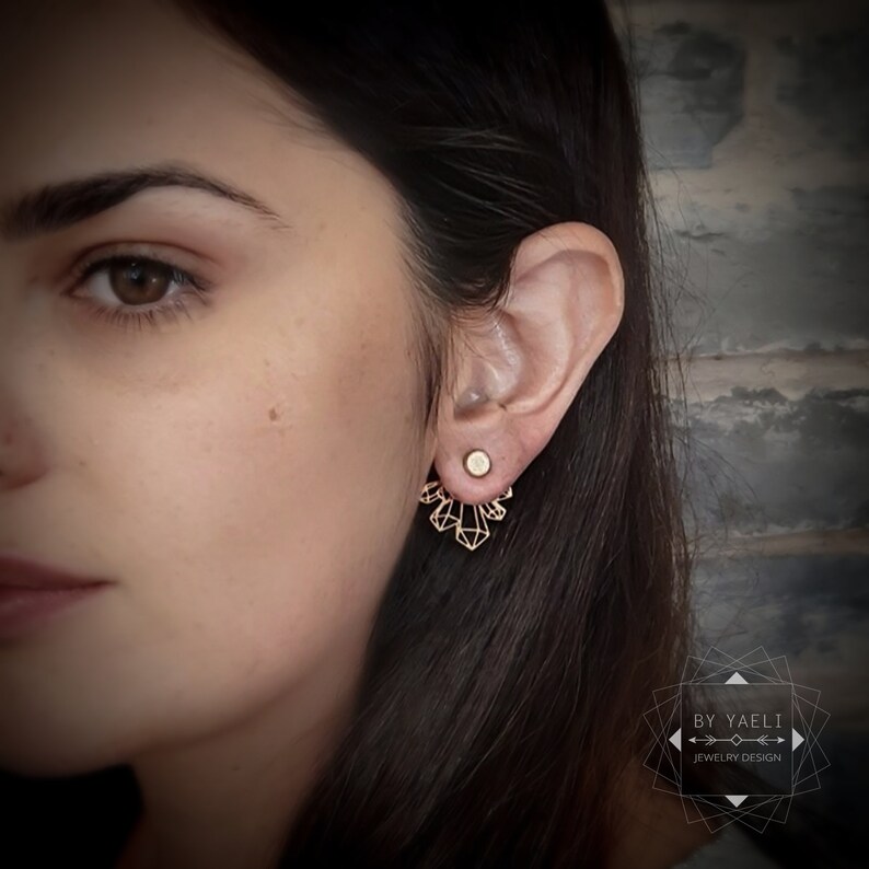 Earring jacket earrings geometric earrings gold statement earrings image 2