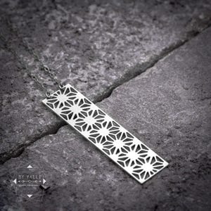 Geometric  necklace silver rectangular necklace gift for her