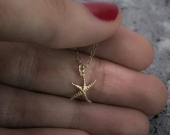 Starfish necklace beach necklace tiny gold sea star necklace ocean necklace gift for here