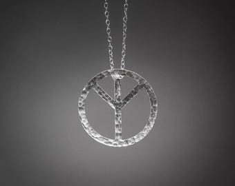Peace necklace silver peace sign necklace hippie necklace hippie jewelry peace pendant peace charm