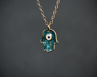 Hamsa necklace evil eye necklace, protection necklace, good luck necklace