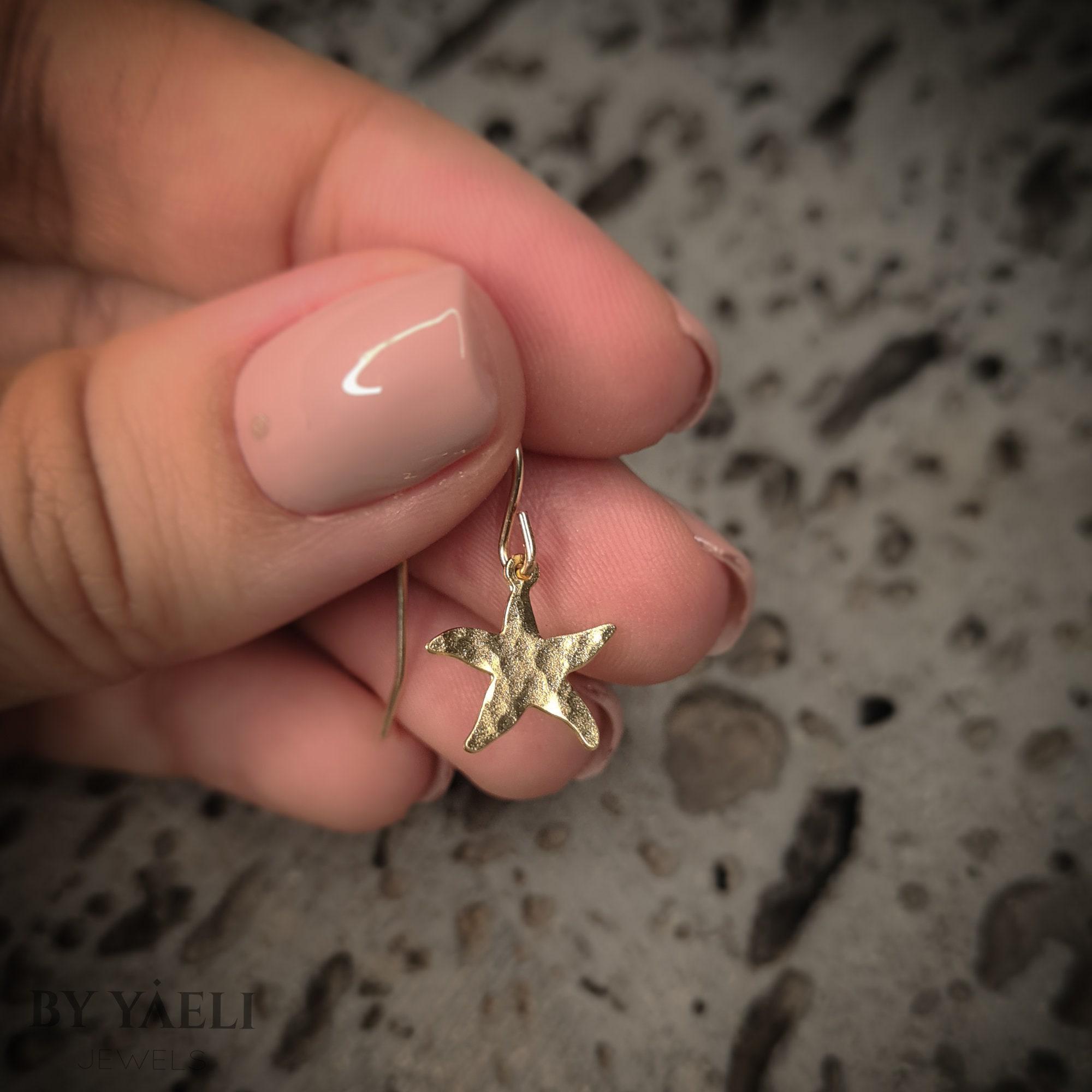 Orecchini A Forma Di Stella Marina Donna, 1,8 Cm, Oro Boho Con Strass, Gioielli A Tema Oceano, Regalo Per Amanti Del Mare - 2