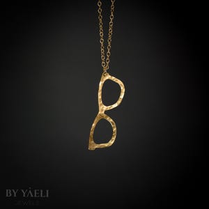 Eyeglasses necklace big geek glasses necklace gold eyeglasses pendant