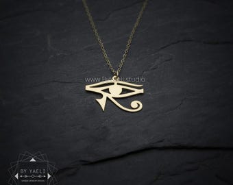 Eye of Horus necklace gold eye of Horus pendant evil eye Egyptian necklace