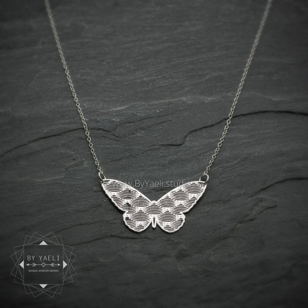 Butterfly Necklace Geometric Silver Butterfly Jewelry