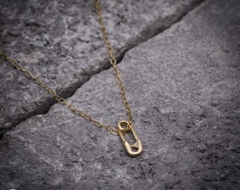 Safety pin necklace Tiny gold pin necklace dainty necklace safety pin charm