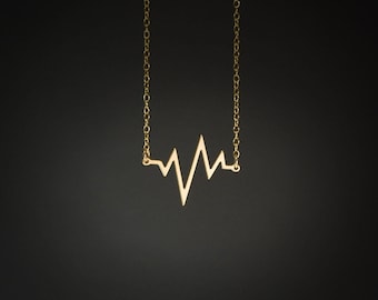 Heartbeat necklace gold heartbeat pendant ekg necklace