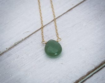 Aventurine necklace green Aventurine drop necklace natural real Aventurine gemstone necklace