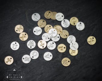 Alphabet add on charm initial necklace personalized necklace tiny initial charm