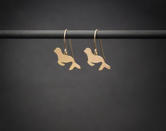 Seal earrings Miniblings pendant animal sea lion seal sea ocean dark grey