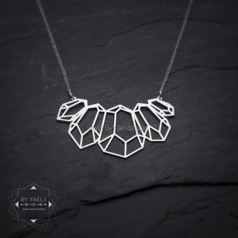 gold diamond necklace long necklace Gold gemstone necklace diamond shape necklace unique necklace geometric necklace gift under 50