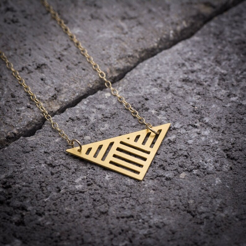 Triangle necklace triangular pendant geometric necklace everyday necklace gift for her image 1