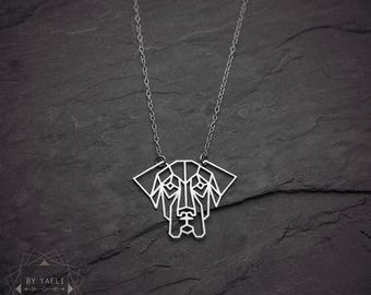 Great Dane necklace, silver geometric dog jewelry, gifts for pet lover.