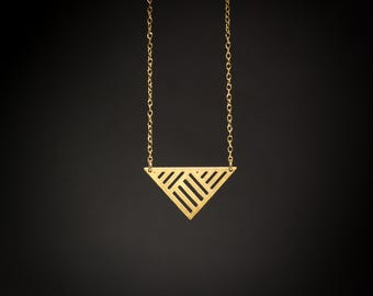 Triangle necklace gold triangular pendant geometric necklace everyday necklace gift for her