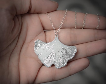 Ginkgo necklace silver Ginkgo leaf necklace Japanese jewelry