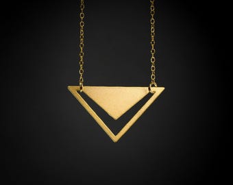 Triangle necklace gold triangle pendant geometric necklace minimalist jewelry