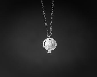 Silver pomegranate necklace, Judaica jewelry.