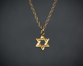 Gold Star of David Necklace, timeless Jewish faith pendant support Israel