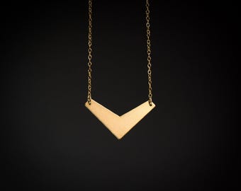 Collar de chevron, collar de triángulo dorado, collar geométrico